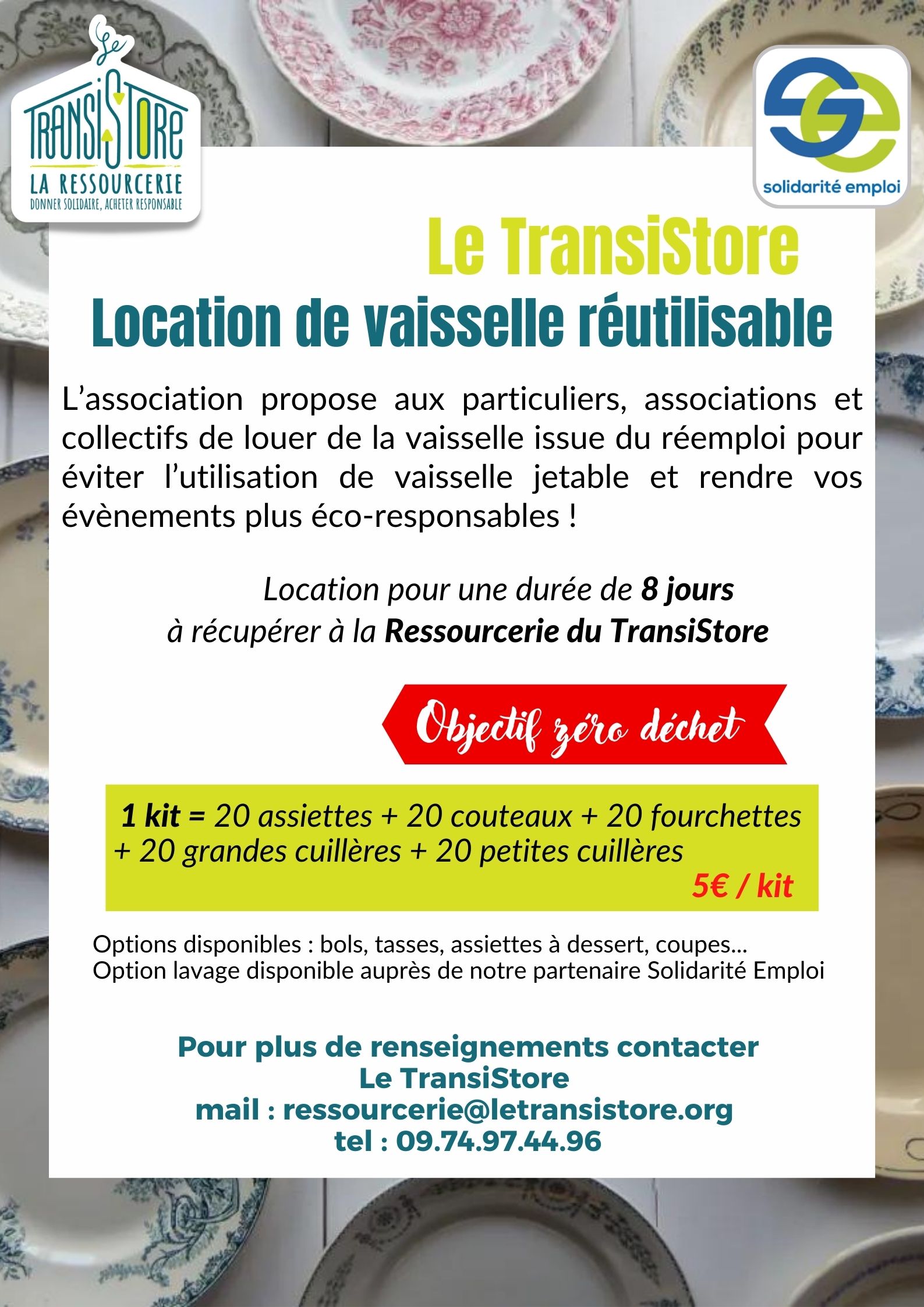 Location vaisselle réutilisable Le TransiStore